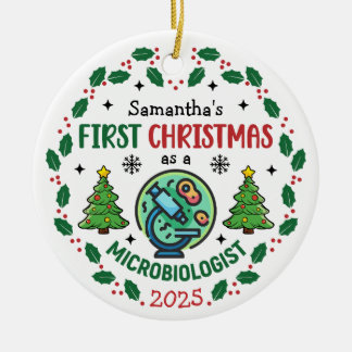Microbiologist First Christmas Personalised Ceramic Ornament