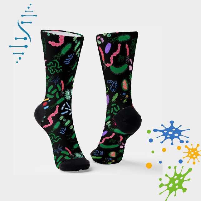 Microbiologist pattern socks (Microbiologist socks in angle view)