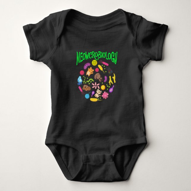Microbiology Cat Lover Scientist Cute Kitten Baby Bodysuit (Front)