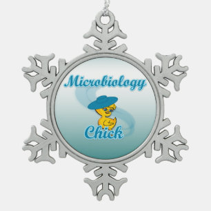 Microbiology Chick #3 Snowflake Pewter Christmas Ornament
