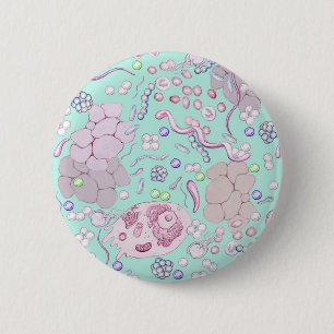 Microbiology in Blue 6 Cm Round Badge