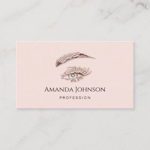 Microblade  Lashes Brows Makeup Logo Rose Blush  Business Card