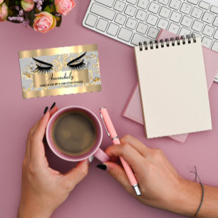 Microblade Makeup Eyelash Extension Gold Grey  Business Card