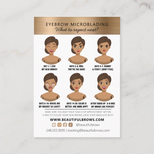Microblading Aftercare Instructions & Appointment  Business Card (Back)