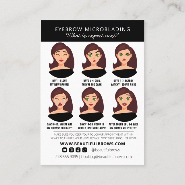 Microblading Aftercare Instructions & Appointment  Business Card (Back)