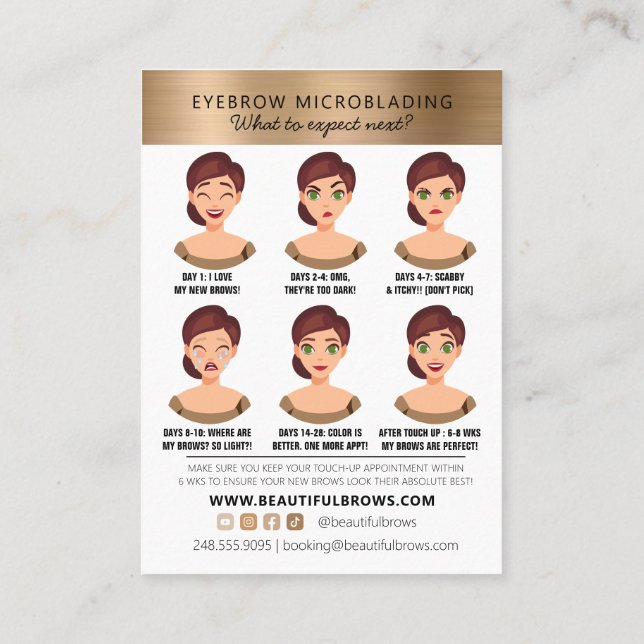 Microblading Aftercare Instructions & Appointment Business Card (Back)