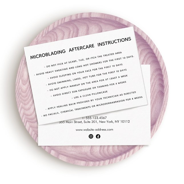 Microblading Aftercare Instructions Business Card (Creator Uploaded)