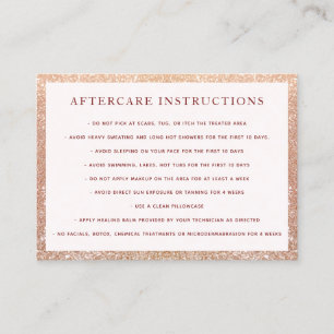 Microblading Aftercare Instructions Glitter  Business Card