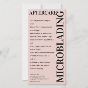 Microblading Aftercare Peony Pink Instruction Thank You Card