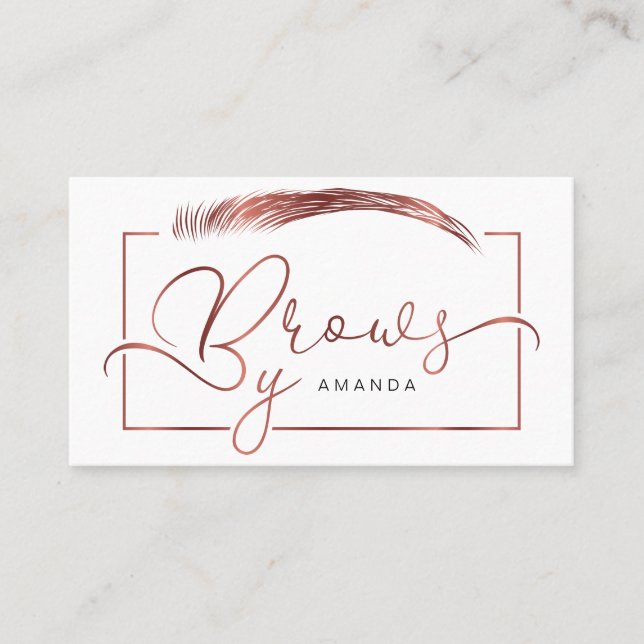 Microblading artist in rose gold colour business card (Front)