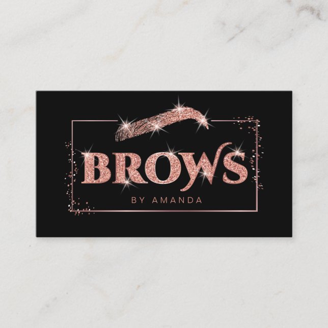 Microblading artist in rose gold glitter business card (Front)