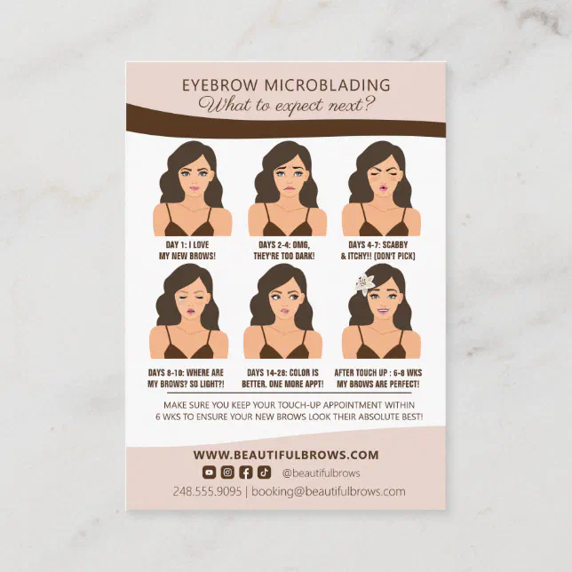 Microblading Brow Aftercare Appointment Reminder Enclosure Card | Zazzle