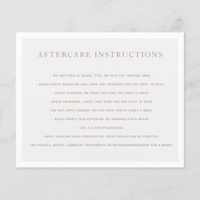 Microblading Brow Aftercare Instructions Grey  (Front)