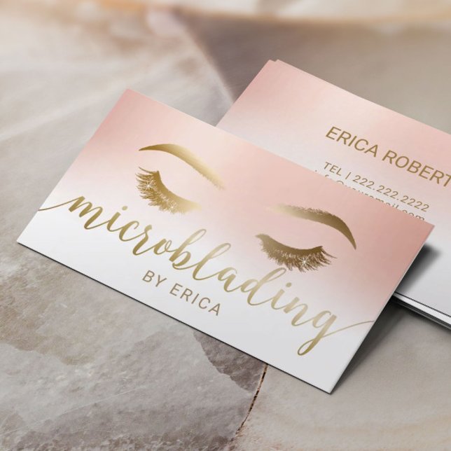 Microblading Brow Makeup Artist Rose Gold Pastel Business Card (Creator Uploaded)