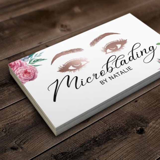 Microblading Eyebrows Beauty Salon Vintage Floral Business Card (Creator Uploaded)