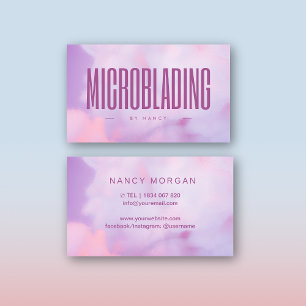 Microblading Holographic Purple Business Card