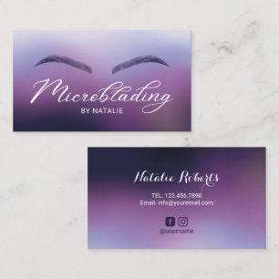 Microblading Purple Ombre Typography Beauty Salon Business Card