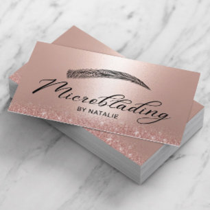 Microblading Rose Gold Glitter Brows Salon Business Card