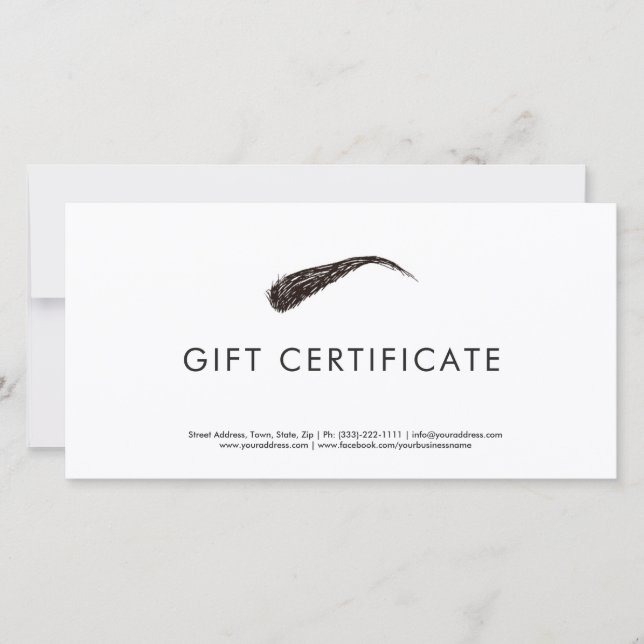 Microblading Simple Modern Gift Certificate Thank You Card (Front)