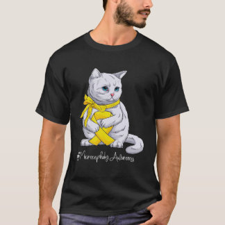 Microcephaly Awareness Month Yellow Ribbon Cat T-Shirt