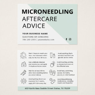 Microneedling Collagen Induction Aftercare Card