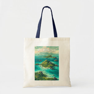 Micronesia Illustration Travel Art Vintage Tote Bag