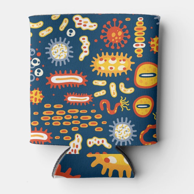 Microorganisms Dark Blue: Biology Pattern Can Cooler (Front)