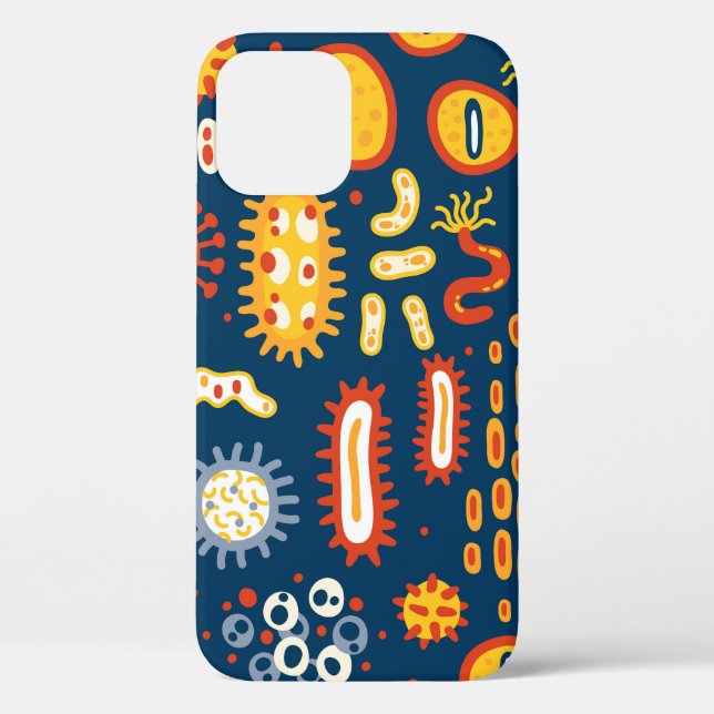 Microorganisms Dark Blue: Biology Pattern Case-Mate iPhone Case (Back)