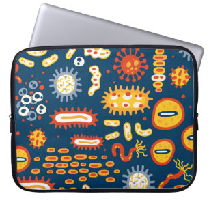 Microorganisms Dark Blue: Biology Pattern Laptop Sleeve