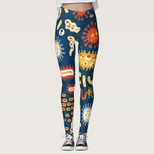 Microorganisms Dark Blue: Biology Pattern Leggings