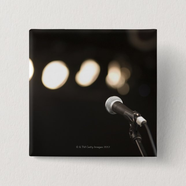 Microphone and Spotlights 15 Cm Square Badge (Front)