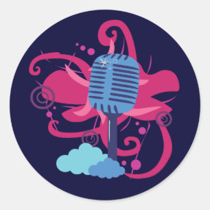 Microphone Art Explosion Classic Round Sticker