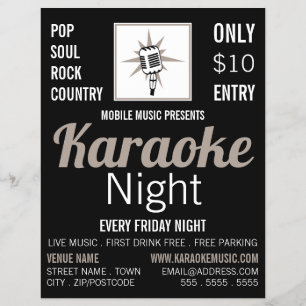 Microphone Design, Karaoke Event Advertising Flyer