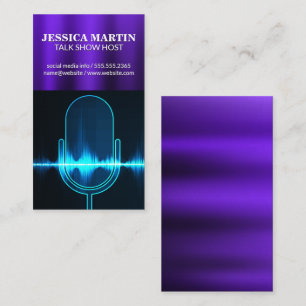 Microphone Digital Sound Wave Metallic Business Card