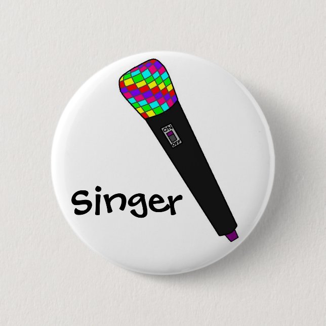 microphone disco 6 cm round badge (Front)