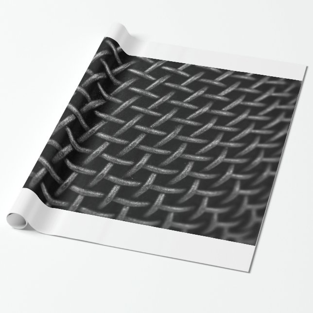 Microphone Grid Background Wrapping Paper (Unrolled)