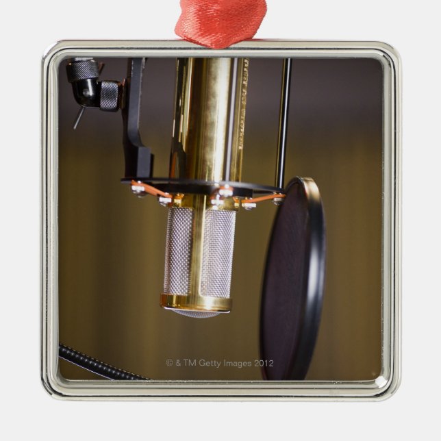 Microphone in Studio Metal Ornament (Front)
