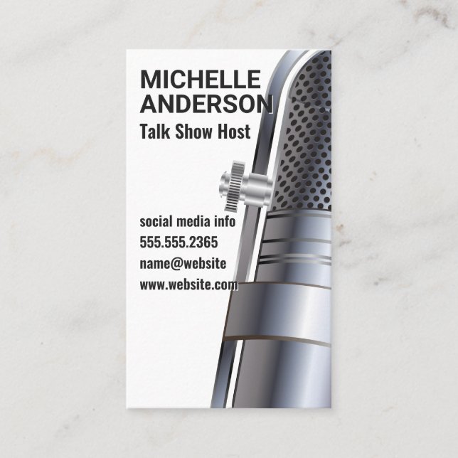 Microphone Metallic Business Card (Front)