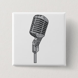 Microphone Mike ~ Audio Sound Music 15 Cm Square Badge