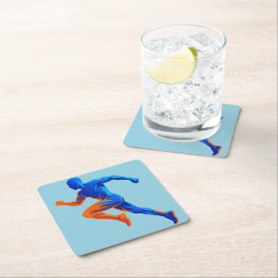 Microphone Music Notes Retro Singing Desig Square Paper Coaster