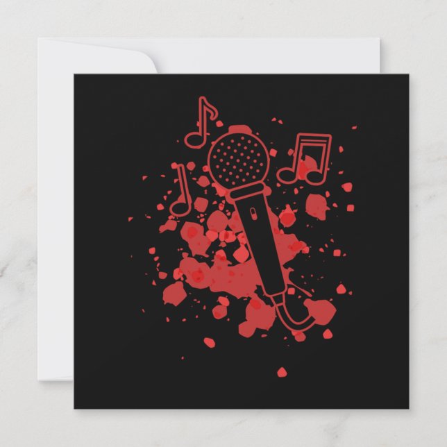 Microphone Music Notes Singing Musician Karaoke Gi Invitation (Front)