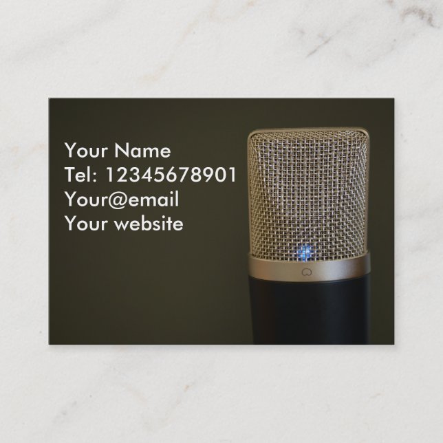 Microphone on dark background business card (Front)