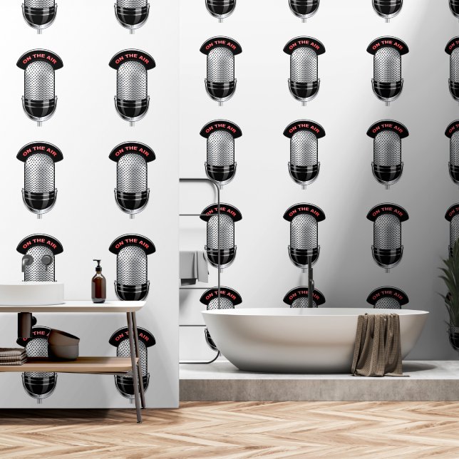 Microphone On The Air Custom Colour White Wallpaper (Bathroom)