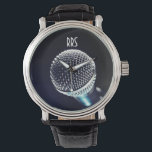 Microphone Personalised Monogram Singer's Watch<br><div class="desc">Personalised cool gift for singers,  vocalists.  For you to personalise/customise with recepient's initials/name,  choose ideal font,  font colour or delete it if not needed.  Available in many different styles & colours.</div>