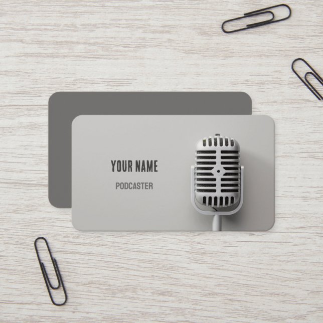 🎙️ Microphone Podcaster Talk Show Podcast Business Card (Front/Back In Situ)