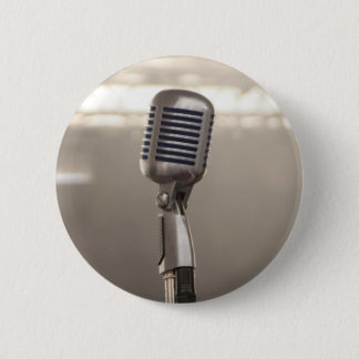 Microphone rock and roll 6 cm round badge