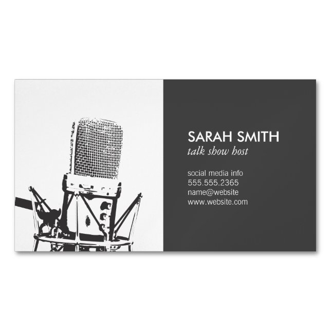 Microphone Singer Magnetic Business Card (Front)