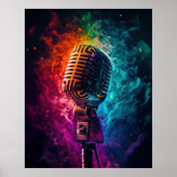 Microphone with exploding colours 