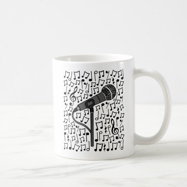 Microphone With Musical Notes, Singer Musician Coffee Mug (Right)