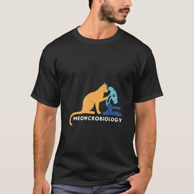Microscope Bacteria Science Microbiology Cat  T-Shirt (Front)